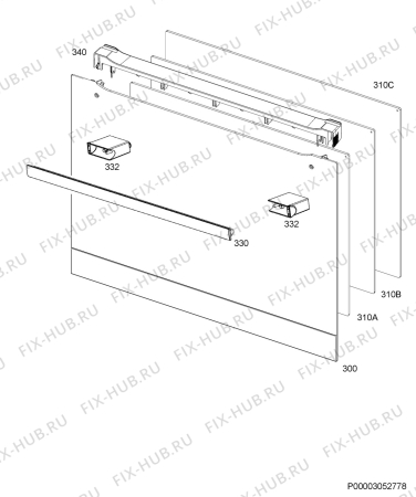 Взрыв-схема плиты (духовки) Electrolux EKP8000V - Схема узла Door